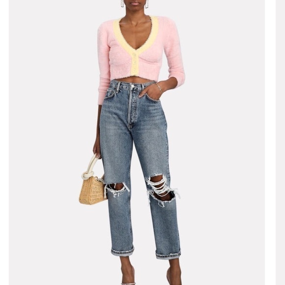 FOR LOVE & LEMONS pink Sheila Cropped Cardigan sweater - Picture 1 of 11
